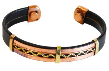 Copper & Leather Magnetic bracelet - Click Image to Close