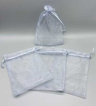 100 pack 4" x 6" Silver organza bag - Click Image to Close
