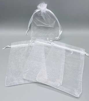 100 pack 4" x 6" White organza bag - Click Image to Close